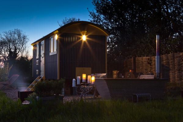 Shepherds hut with hot tub