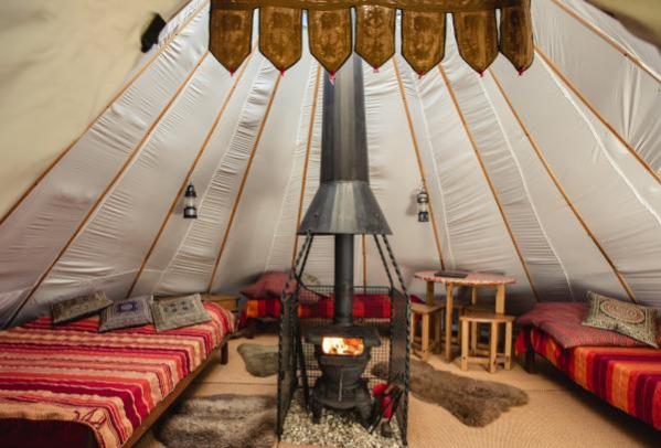 Cosy interior of eco friendly tipi